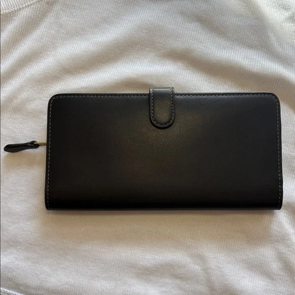 NWT Black Coach Wallet Essential Slim Billfold NEW Zipper for coins cards - Picture 2 of 9